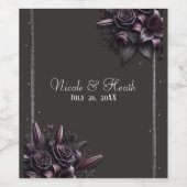 ベリーパープル&ブラックリリーバラ結婚フローラ ワインラベル (シングルラベル)
