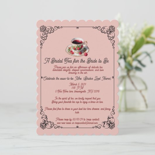 ベリービューティフルブライダルシャワーティータイム招待状 招待状 (スタンド正面)