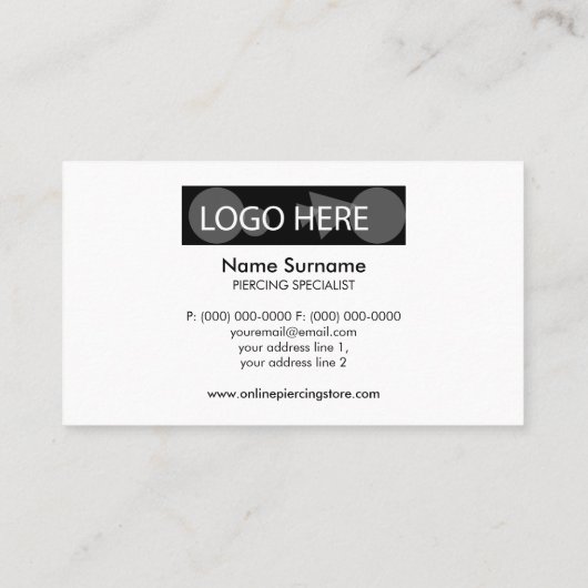 ベリーピアシングフォト体ジュエリー 名刺 (裏面)