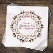 ベリーピネコーンホリデーマンダラクリスマスカスタム スタンダードカクテルナプキン