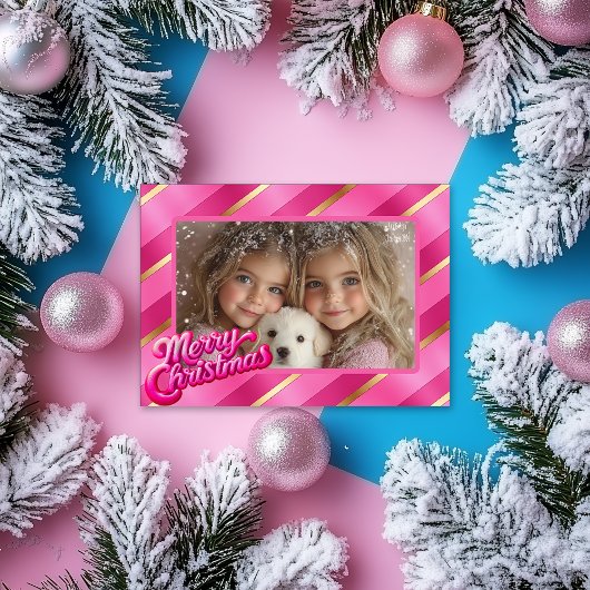 ベリーピンクと赤面の輝きクリスマスフォト シーズンカード