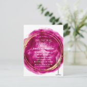 ベリーピンクウォーターカラー金ゴールドブランチ&バブリー招待状 招待状 (スタンド正面)