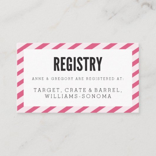 ベリーピンクカーニバルストライプレジストリ挿入カード エンクロージャーカード (正面)