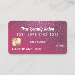 ベリーピンクグリッタークレジットカードギフト証明書 名刺
