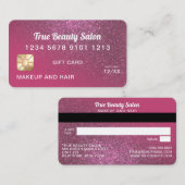 ベリーピンクグリッタークレジットカードギフト証明書 名刺 (正面/裏面)