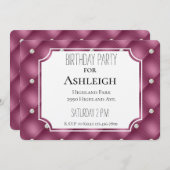ベリーピンクスパークルグリッツダイヤモンド誕生日 招待状 (正面/裏面)
