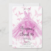 ベリーピンクバタフライダンスドレススウィート16パーティー 招待状 (正面)