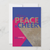 ベリーピンク、ブルー、タイポグラフィ会社休日 招待状 (正面)