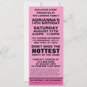 ベリーピンクVIPフォトチケット誕生パーティー 招待状 (裏面)