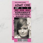 ベリーピンクVIPフォトチケット誕生パーティー 招待状 (正面/裏面)