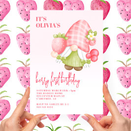 ベリーファーストかわいい格言1st誕生日 招待状