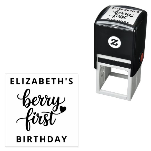 ベリーファーストかわいい1th誕生日ストロベリーガール セルフインキングスタンプ (インサイチュ)