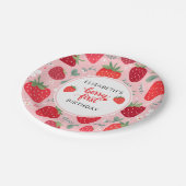 ベリーファーストかわいい1th誕生日ストロベリーガール ペーパープレート (アングル)