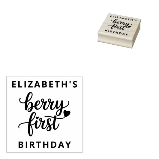 ベリーファーストかわいい1th誕生日ストロベリーガール ラバースタンプ (押印)