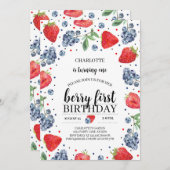 ベリーファーストストロベリーとブルーベリー 招待状 (正面/裏面)