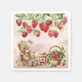 ベリーファーストストロベリーアンドベア誕生日 スタンダードカクテルナプキン (正面)