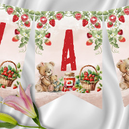 ベリーファーストストロベリーアンドベア誕生日 バンティングフラッグ