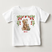 ベリーファーストストロベリーアンドベア誕生日 ベビーTシャツ (正面)