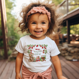 ベリーファーストストロベリーアンドベア誕生日 ベビーTシャツ