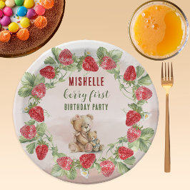 ベリーファーストストロベリーアンドベア誕生日 ペーパープレート
