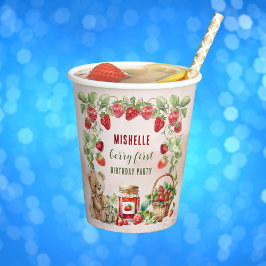 ベリーファーストストロベリーアンドベア誕生日 紙コップ