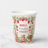 ベリーファーストストロベリーアンドベア誕生日 紙コップ (正面)