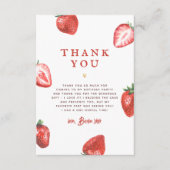 ベリーファーストストロベリーガールファースト誕生日パーティー サンキューカード (正面)