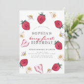 ベリーファーストストロベリーガールフローラガール1st誕生日 招待状 (スタンド正面)