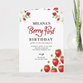 ベリーファーストストロベリーガール1stバースデーフォト 招待状 (正面)