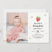 ベリーファーストストロベリーガール1stバースデーフォト 招待状 (正面)