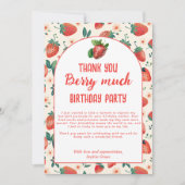 ベリーファーストストロベリーガール1st誕生日パーティー サンキューカード (正面)