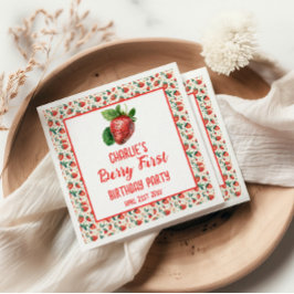 ベリーファーストストロベリーガール1st誕生日パーティー スタンダードカクテルナプキン