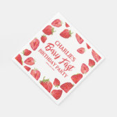 ベリーファーストストロベリーガール1st誕生日パーティー スタンダードランチョンナプキン (角)