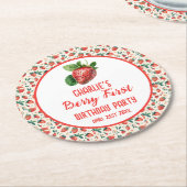 ベリーファーストストロベリーガール1st誕生日パーティー ラウンドペーパーコースター (アングル)