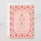 ベリーファーストストロベリーガール1st誕生日パーティー 招待状 (正面)