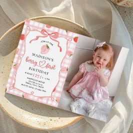 ベリーファーストストロベリーギンガム1stバースデーフォト 招待状