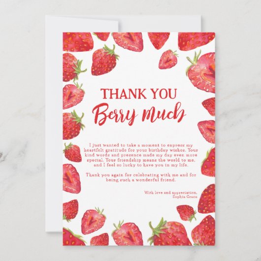 ベリーファーストストロベリーサマー誕生日 サンキューカード (正面)