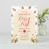ベリーファーストストロベリースウィートバースデーパーティーフローラ 招待状 (スタンド正面)