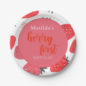 ベリーファーストストロベリーバースデーパーティードレッド ペーパープレート (正面)
