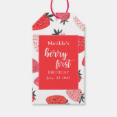ベリーファーストストロベリーバースデーパーティー赤ピンク ギフトタグ (正面)