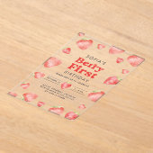 ベリーファーストストロベリーパターン1st夏誕生日 アクリル招待状 (レイダウン)