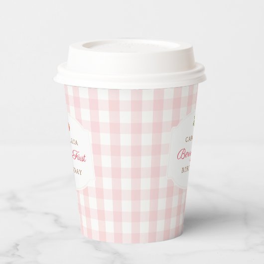 ベリーファーストストロベリーピンクジンガム誕生日パーティー 紙コップ (左)