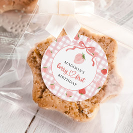 ベリーファーストストロベリーピンクジンガム1st誕生日 ラウンドシール