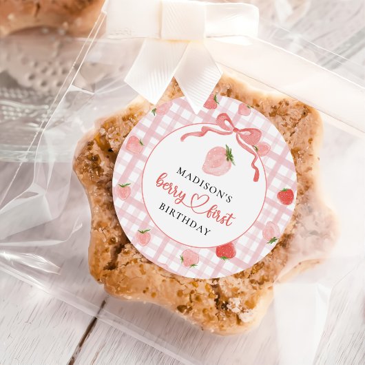 ベリーファーストストロベリーピンクジンガム1st誕生日 ラウンドシール
