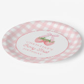 ベリーファーストストロベリーピンクボウ1st誕生日 ペーパープレート (アングル)