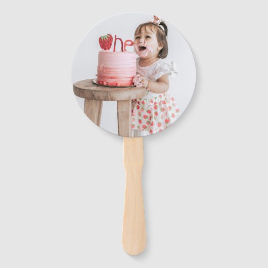 ベリーファーストストロベリーピンク誕生日パーティーの写真 ハンドファン (裏面)