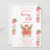 ベリーファーストストロベリーフェアリー1st誕生日パーティー 招待状 (正面)