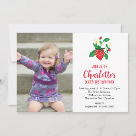 ベリーファーストストロベリーフォト誕生日 招待状