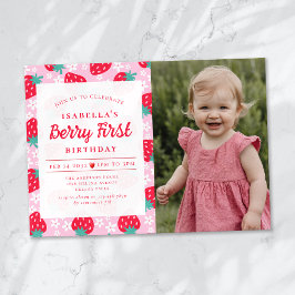 ベリーファーストストロベリーフォト1st誕生日パーティー 招待状