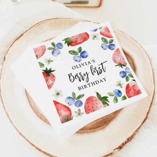 ベリーファーストストロベリーブルーベリー誕生日 スタンダードカクテルナプキン